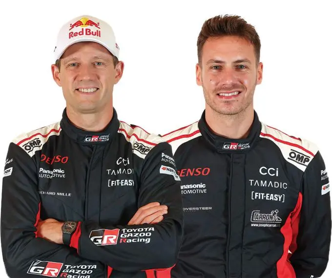 Felicitatie Akio Toyoda Toyota 1-2 overwinning Rally Monte Carlo 2025 Foto 6 Sébastien Ogier / Vincent Landais portret