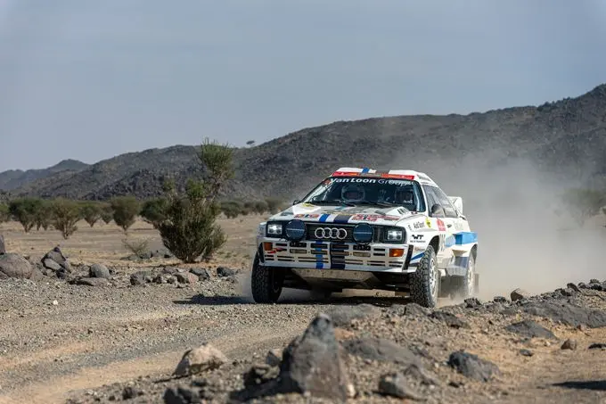 Erik van Loon en Hein Verschuuren in de Audi Quattro