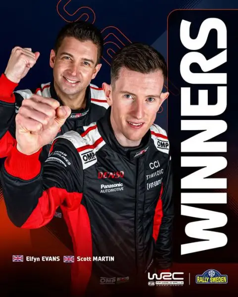 Rally Sweden 2025 Foto 1 Elfyn Evans Scott Martin winnaar Rally Sweden 2025