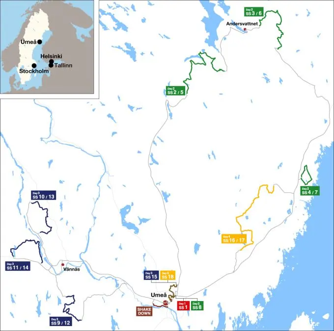 Rally Sweden 2025 landkaart