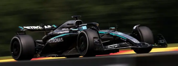 George Russell F1 Mercedes actie