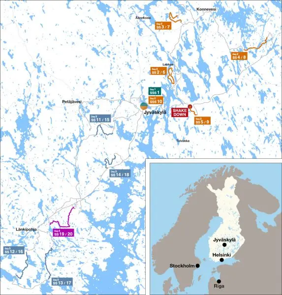 FIA World Rally Championship 2025 Rally Finland Toyota Gazoo Racing World Rally Team Foto 6 landkaart Finland