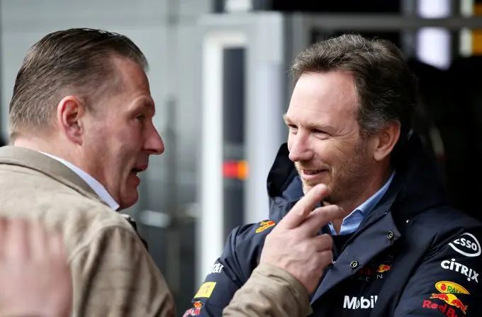 Jos Verstappen en Christian Horner F1 Red Bull