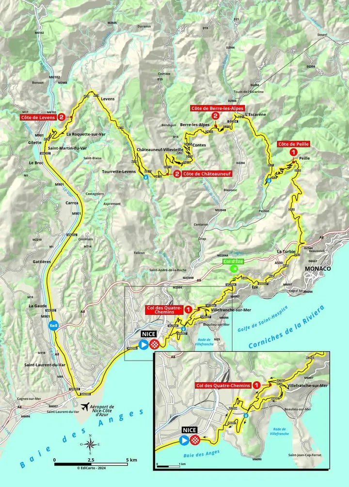 Karte Paris-Nizza 2024 Etappe 8 Route und Rundkurs&amp;lt;br&amp;gt;