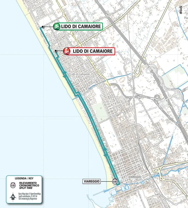 Karte Tirreno-Adriatico 2024 Etappe 1 schematischer Parcours<br>