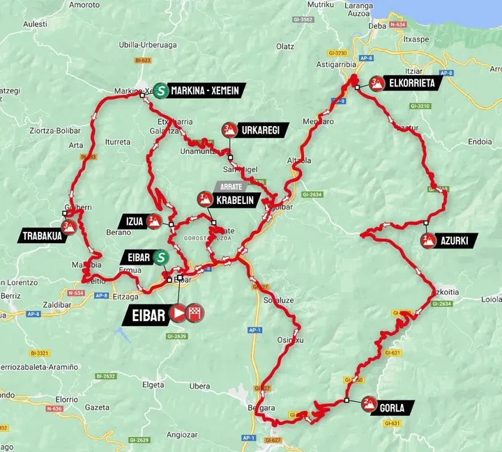 Karte Itzulia Baskenland 2024 Etappe 6&nbsp;