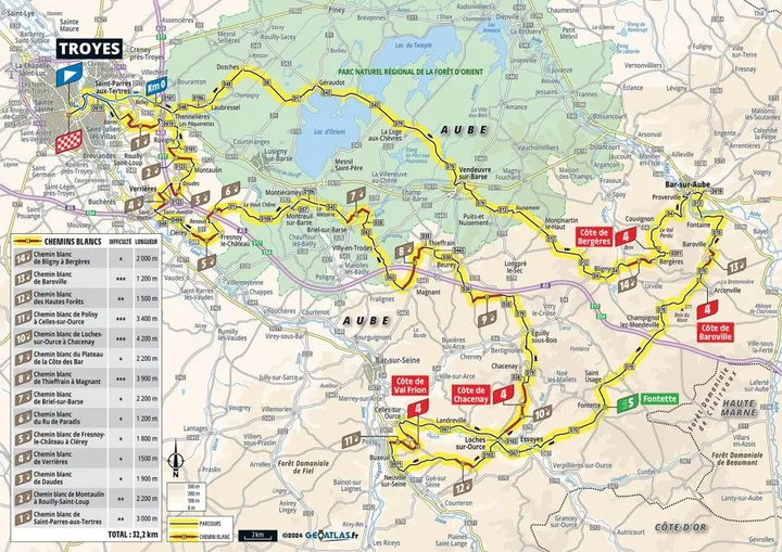 Karte Tour de France 2024 Etappe 9