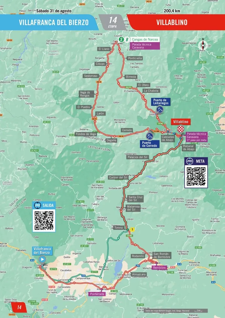 Karte Vuelta a España 2024 Etappe 14&nbsp;