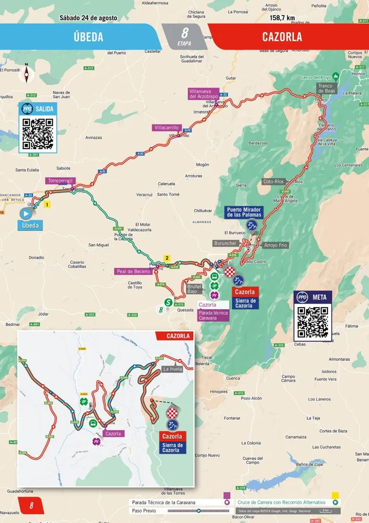 Karte Vuelta a España 2024 Etappe 8&nbsp;