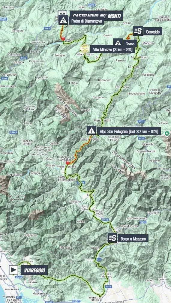 Karte Giro d'Italia 2025 Etappe 11