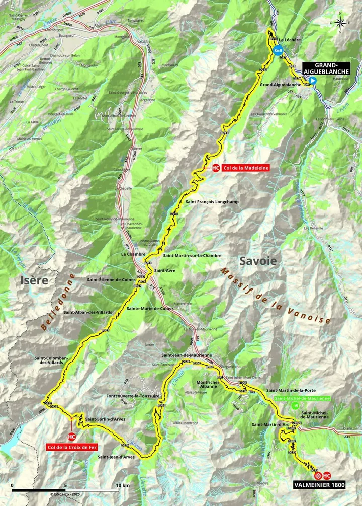 Karte Criterium du Dauphiné 2025 Etappe 7