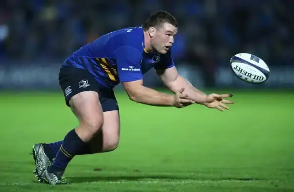 DUBLIN, IRELAND - OCTOBER 19: Jack McGrath of Leinster catches the ball during the European Rugby Champions Cup match between Leinster and Wasps at the RDS Arena on October 19, 2014 in Dublin, Ireland. (Photo by David Rogers/Getty Images)