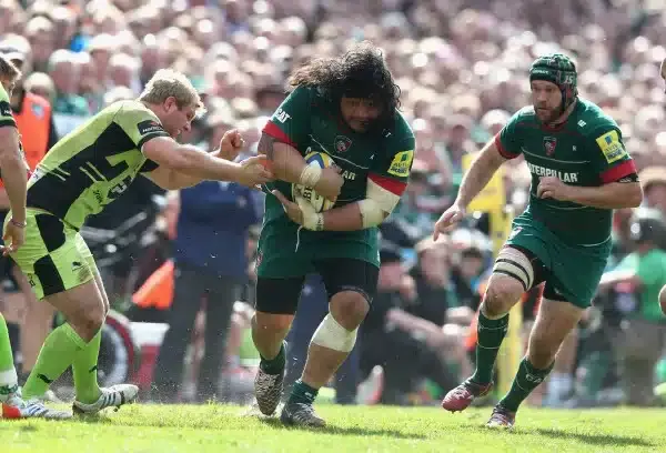 during the Aviva Premiership match between Leicester Tigers and Northampton Saints at Welford Road on May 16, 2015 in Leicester, England.