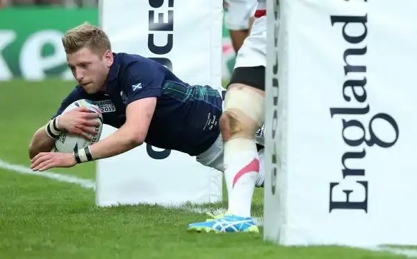 during the 2015 Rugby World Cup Pool B match between Scotland and Japan at Kingsholm Stadium on September 23, 2015 in Gloucester, United Kingdom.