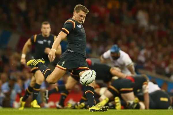 CARDIFF, WALES - OCTOBER 01: Dan Biggar of Wales during the 2015 Rugby World Cup Pool A match between Wales and Fiji at Millennium Stadium on October 1, 2015 in Cardiff, United Kingdom. (Photo by Michael Steele/Getty Images)