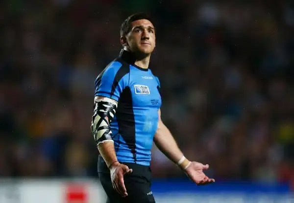 MILTON KEYNES, ENGLAND - OCTOBER 06: Agustin Ormaechea of Uruguay reacts as he is shown a red card and is sent off during the 2015 Rugby World Cup Pool A match between Fiji and Uruguay at Stadium mk on October 6, 2015 in Milton Keynes, United Kingdom. (Ph