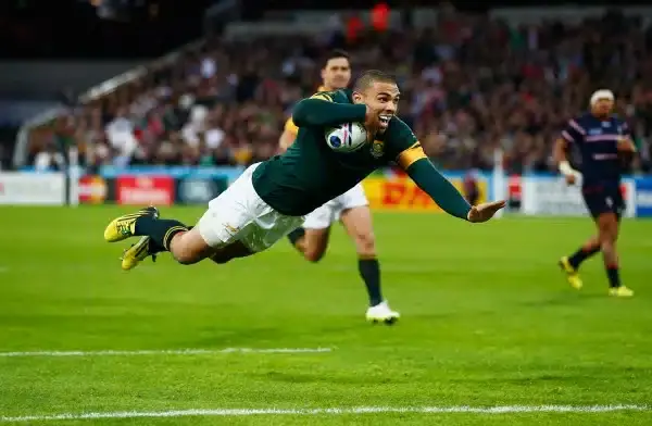 during the 2015 Rugby World Cup Pool B match between South Africa and USA at the Olympic Stadium on October 7, 2015 in London, United Kingdom.