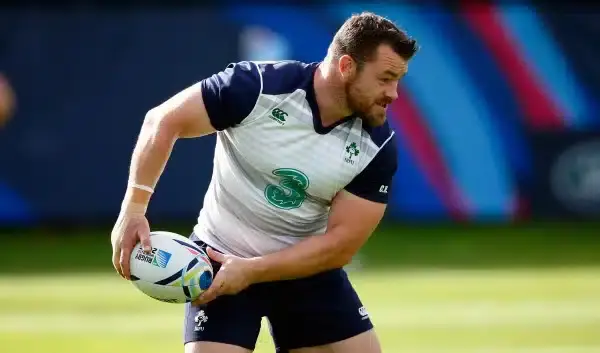 NEWPORT, WALES - OCTOBER 09: Ireland player Cian Healy in action during Ireland training ahead of their final group match against France, at Newport High school on October 9, 2015 in Newport, Wales. (Photo by Stu Forster/Getty Images)