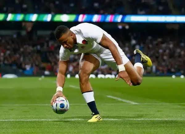 during the 2015 Rugby World Cup Pool A match between England and Uruguay at Manchester City Stadium on October 10, 2015 in Manchester, United Kingdom.