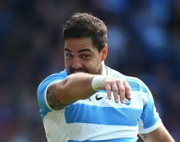 LEICESTER, ENGLAND - OCTOBER 11 : Horacio Agulla of Argentina celebrates scoring a try in the first half during the 2015 Rugby World Cup Pool C match between Argentina and Namibia at Leicester City Stadium on October 11, 2015 in Leicester, United Kingdom.