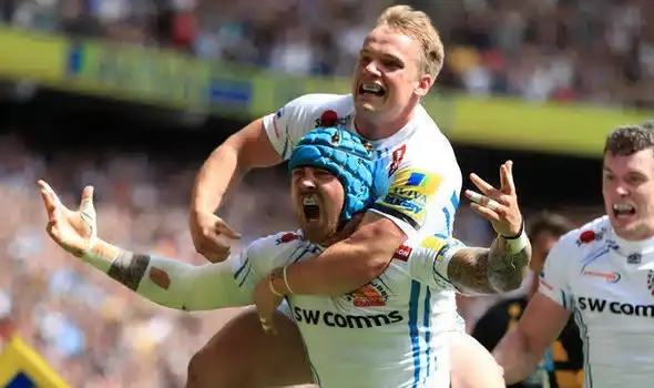 exeter chiefs jack nowell celebrates scoring against wasps in the aviva premiership final 810043