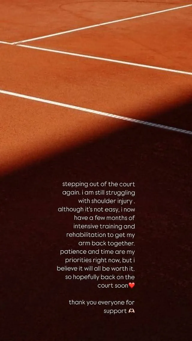 Fra Marketa Vondrousovas story på Instagram.