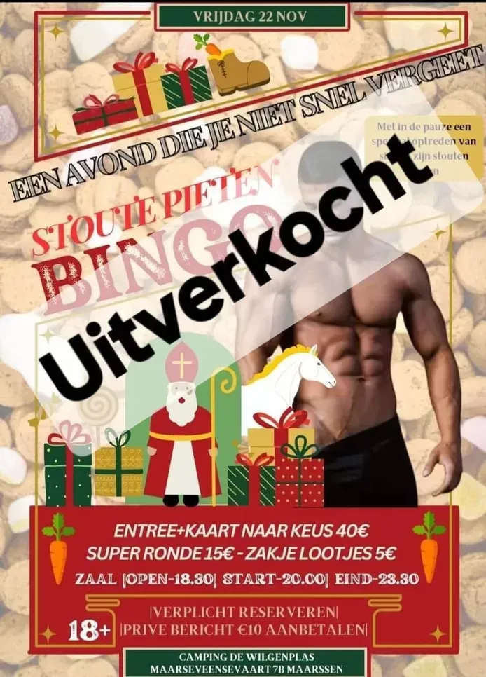 De poster van de Stoute Pieten Bingo