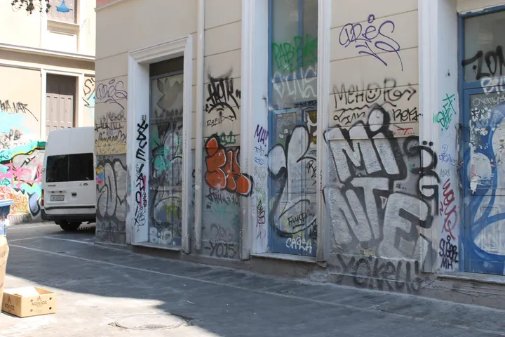 this is a typical view of one of the side streets without any shops or places to eat on it