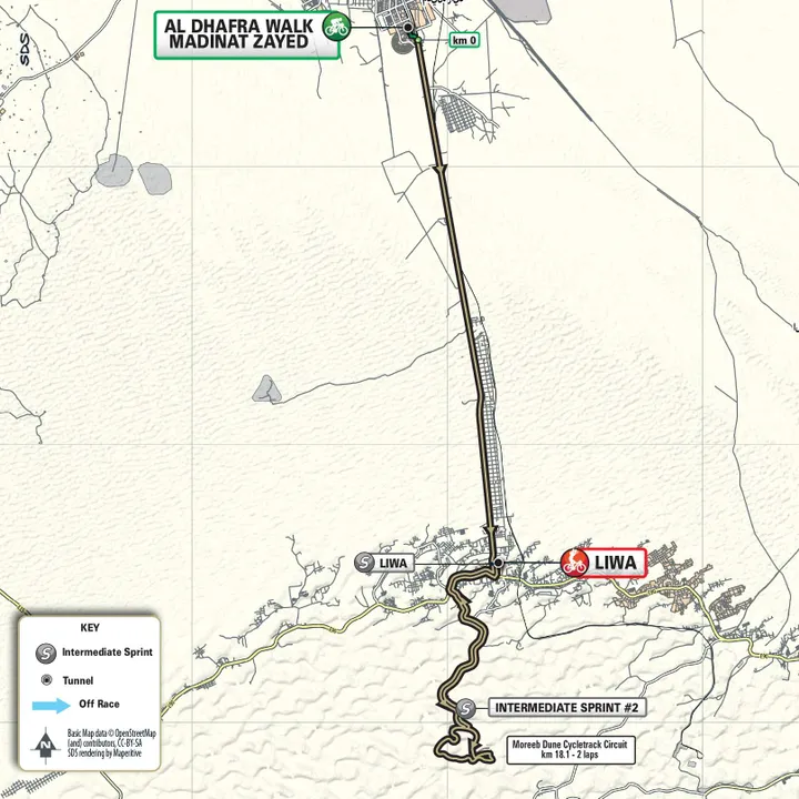 Kaart UAE Tour 2024 etappe 1