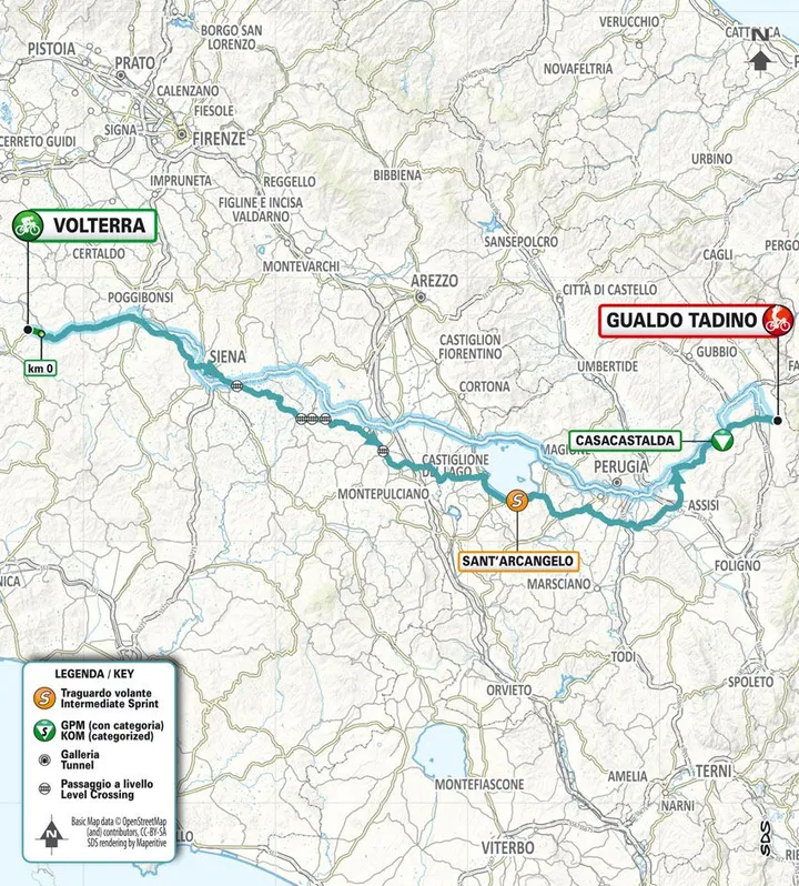 Kaart Tirreno-Adriatico 2024 etappe 3&nbsp;