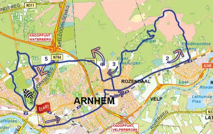 Kaart Nederlands Kampioenschap wegwedstrijd elite mannen 2024