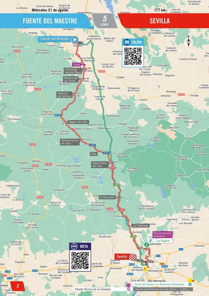 Kaart Vuelta a Espana 2024 etappe 5&nbsp;