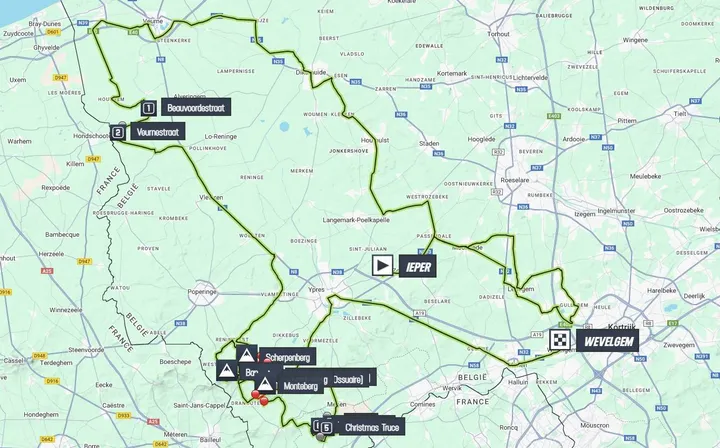 Kaart Gent Wevelgem 2025