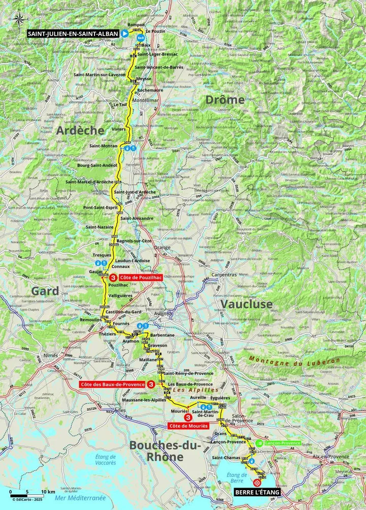Kaart Parijs-Nice 2025 etappe 6