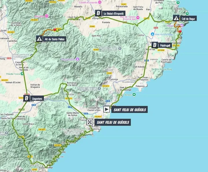 Kaart Volta a Catalunya 2025 etappe 1