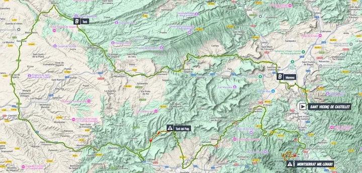 Kaart Volta a Catalunya 2025 etappe 4