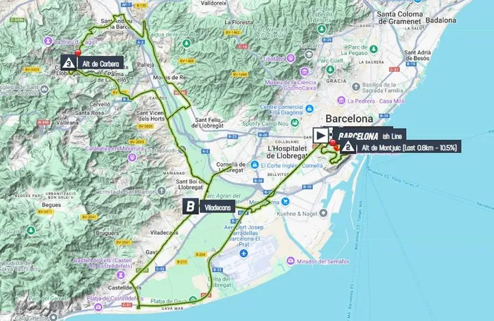 Kaart Volta a Catalunya 2025 etappe 7