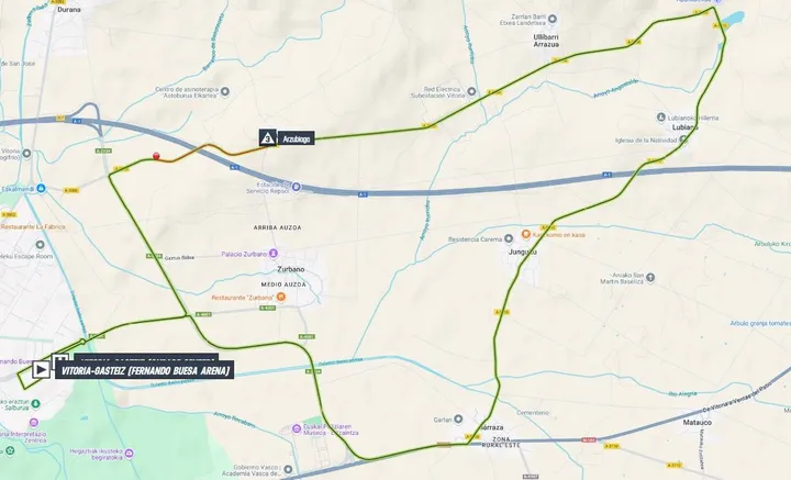 Kaart Itzulia Baskenland 2025 etappe 1