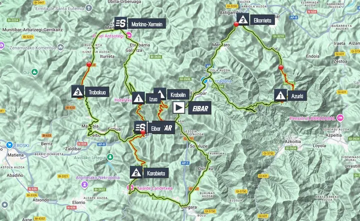 Kaart Itzulia Baskenland 2025 etappe 6&nbsp;