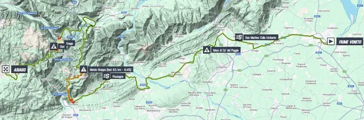 Kaart&nbsp;Giro d'Italia 2025 etappe 15