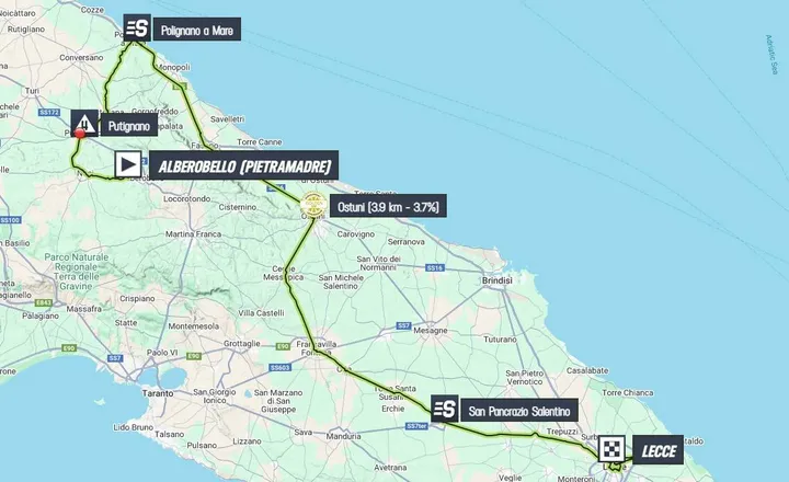 Kaart Giro d'Italia 2025 etappe 4