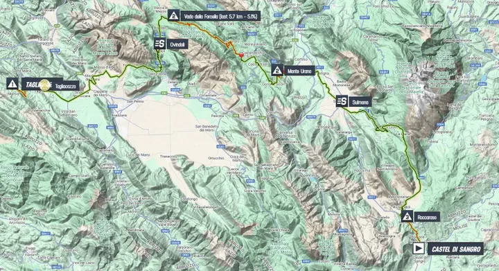 Kaart Giro d'Italia 2025 etappe 7