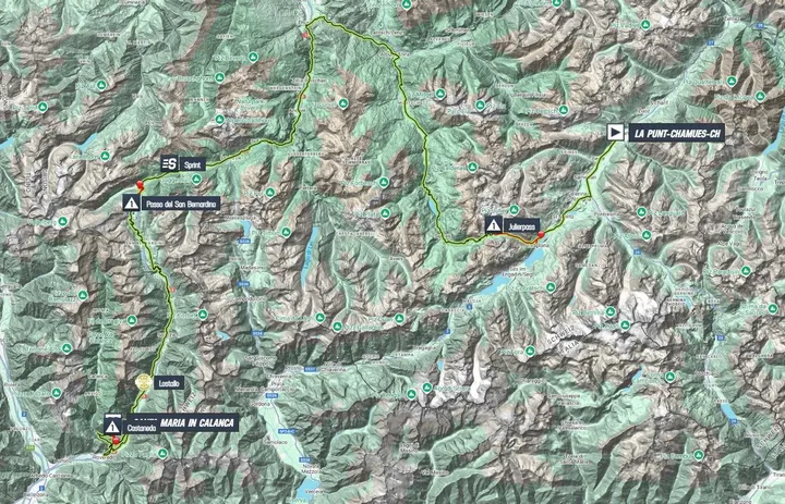 Kaart Tour de Suisse 2025 etappe 5