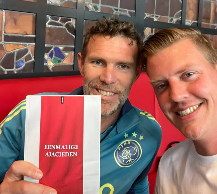 Geradts (rechts) voerde mooie gesprekken met Erik Heijblok voor zijn boek. 'Echt een gouden vent.'