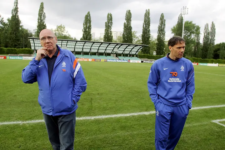 Van Basten als trainer van het Nederlands elftal.&nbsp;