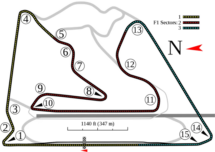 &nbsp;De layout van het circuit van Bahrein&nbsp;