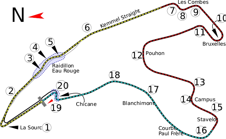 Het circuit van Spa-Francorchamps&nbsp;