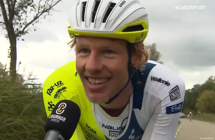 A happy Taco van der Hoorn after his victory in the BetCity Eleven Cities Race
