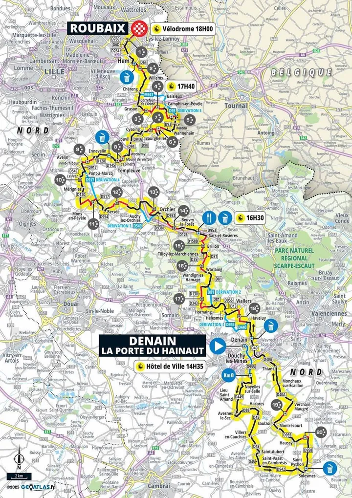 Parijs-Roubaix-vrouwen-parcours